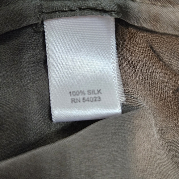 Banana Republic Olive Green 100% Silk Off the Shoulder Mini Dress Size 0 Q60 - Picture 8 of 11